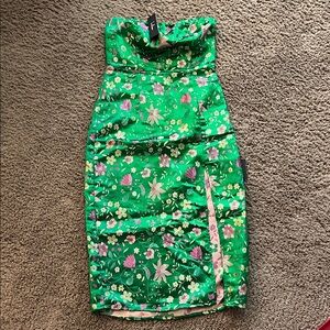 Lulus Floral Green Strapless Dress